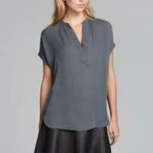 Vince 100% silk gray drapey shirt